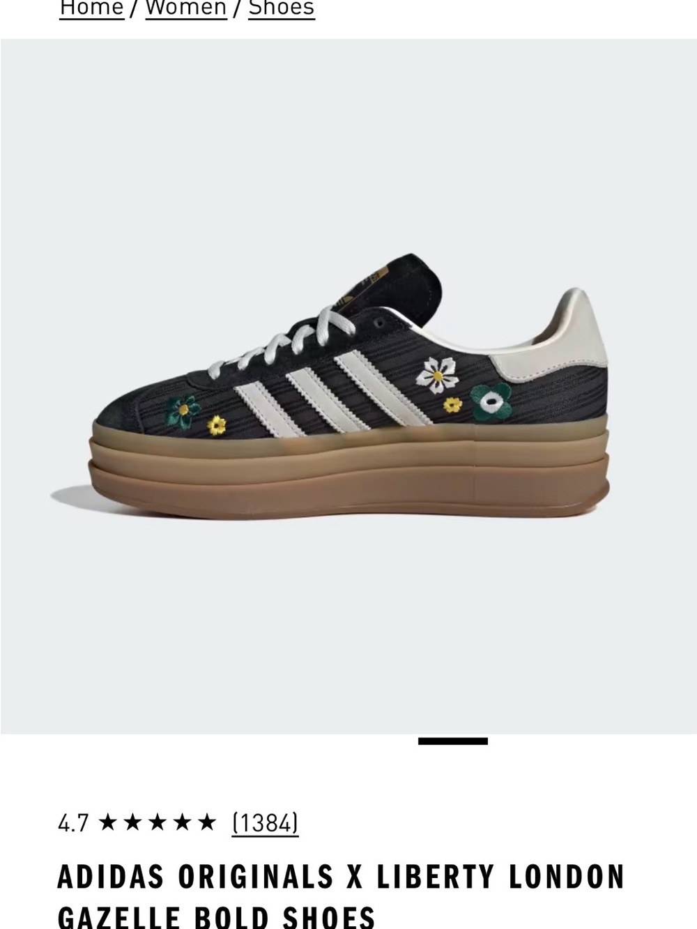 NEW ADIDAS X LIBERTY LONDON GAZELLE BOLD FLORAL SHOES WOMEN’S 7 Limited edition - Picture 3 of 9